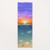 リラックスの海の日の出、亀、星と真珠 ヨガマット (正面)