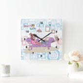 リラックスの スクエア壁時計 (ホーム)