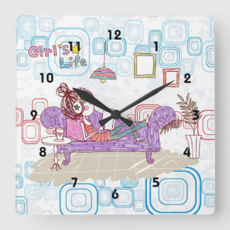 リラックスの スクエア壁時計