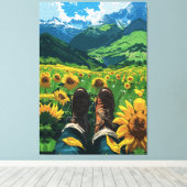 リラックスはSunflower Paradise キャンバスプリント (インサイチュ (ウッドフロア))