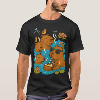 リラックスカピバラプールパーティー おもしろい リラクゼーション 動物 Tシャツ