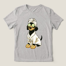 リラックススパ犬 女性向けミニマリストユーモアTシャツ トライブレンドＴシャツ