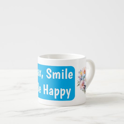 リラックススマイルは幸せガーベラの花ブルー エスプレッソカップ (正面右)