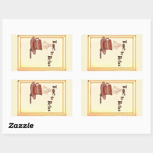 リラックスタイム 黄色い長方形ステッカー ラベル (シート)