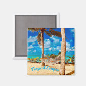 リラックストロピッカリブのク島ビーチ マグネット (正面/裏面)