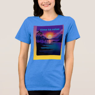 リラックスビーチパームツリー 女性用Tシャツ トライブレンドTシャツ