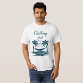 リラックスビーチヤシの木ハンモック Tシャツ (正面フル)