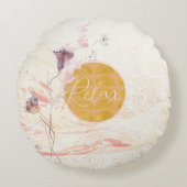 リラックスフローラゴールデンロマンティックソフトカラーズラグジュアリー ラウンドクッション (正面)