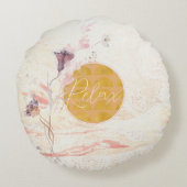 リラックスフローラゴールデンロマンティックソフトカラーズラグジュアリー ラウンドクッション (裏面)