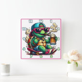 リラックス亀 スクエア壁時計 (ホーム)