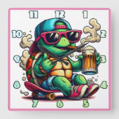 リラックス亀 スクエア壁時計 (正面)