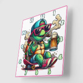 リラックス亀 スクエア壁時計 (傾斜)