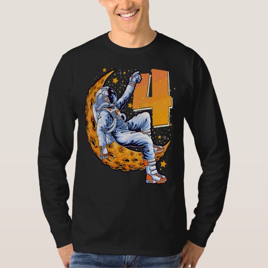 リラックス宇宙飛行士4thバースデーボーイガール4年20 tシャツ (正面)