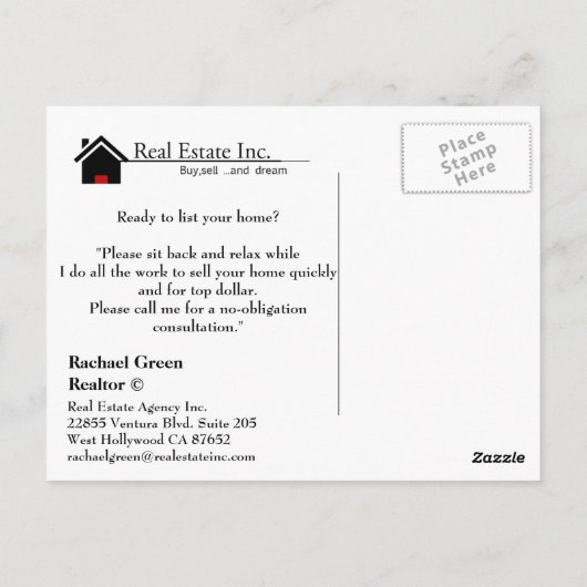 リラックス実在不動産はがき ポストカード (裏面)