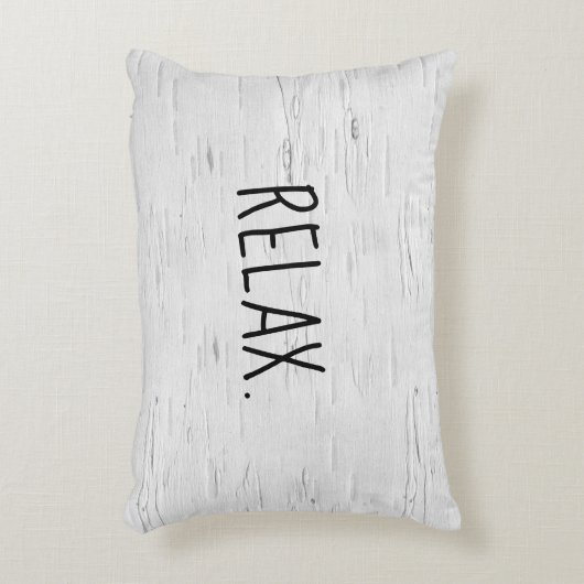 リラックス文字オン樺の木ツリーアクセント枕 アクセントクッション (正面(垂直))