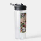 リラックス日 | コーヒー、ネコ、植物を持つ女性 ウォーターボトル (右面)