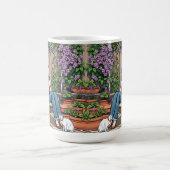 リラックス日 | コーヒー、ネコ、植物を持つ女性 コーヒーマグカップ (中央)