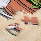 リラックス日 | コーヒー、ネコ、植物を持つ女性 ジグソーパズル (側面)