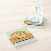 リラックス猫 ガラスコースター (アングル)