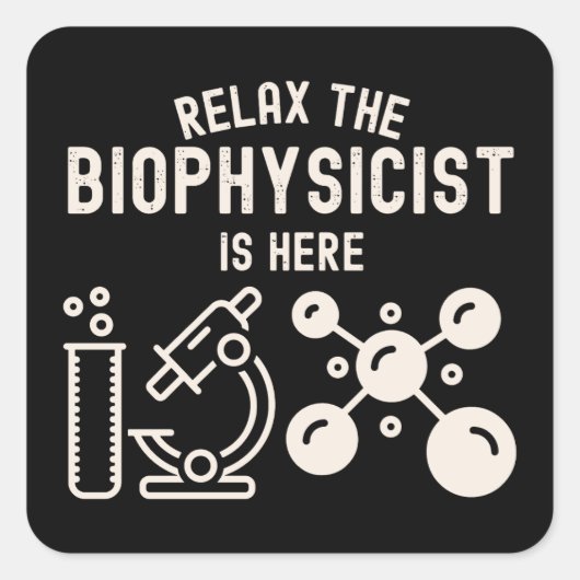 リラックス生物物理学者 スクエアシール (正面)