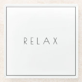 リラックス白黒ミニマリモダンストタイポグラフィ ガラスコースター (正面)