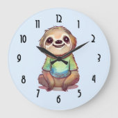 リラックス笑うナマケモノ ラージ壁時計 (正面)