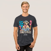 リラックス通りレトロドッグ | おもしろい トライブレンドＴシャツ (正面全面)