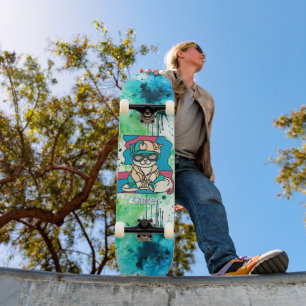 リラックス通りレトロ猫   おもしろい スケートボード