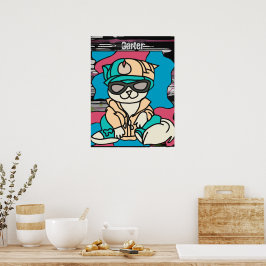 リラックス通りレトロ猫 | おもしろい ポスター