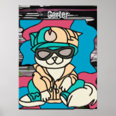 リラックス通りレトロ猫 | おもしろい ポスター (正面)