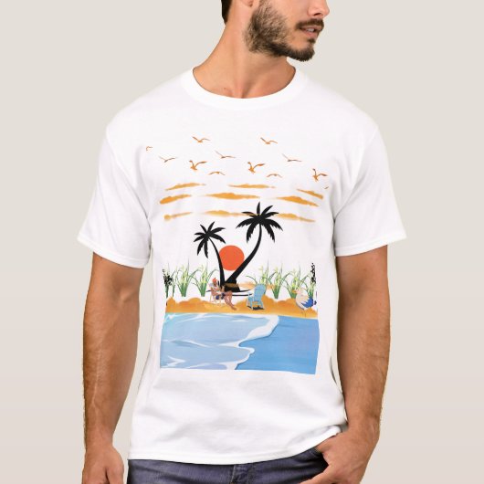リラックス&リフレッシュ 夏の楽園デザイン Tシャツ (正面)