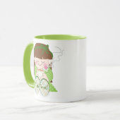 リラックス!可愛いかわいい女リラックスの子とお茶/コーヒー マグカップ (正面左)