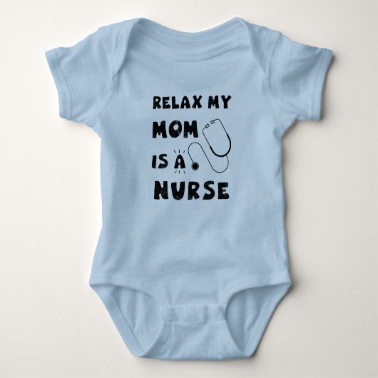 リラックス　私のお母さんは看護師なのよ ベビーボディスーツ (正面)