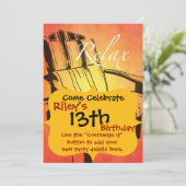 リラックス 赤 オレンジ アディロンダック チェアー 夏 ビーチ テーマ 招待状 (スタンド正面)