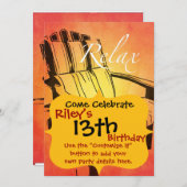 リラックス 赤 オレンジ アディロンダック チェアー 夏 ビーチ テーマ 招待状 (正面/裏面)