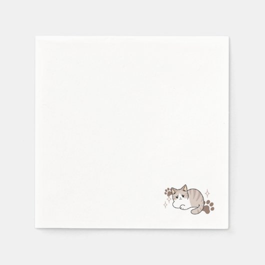 リラックス&Lazy Vibes for猫好きデザイン スタンダードカクテルナプキン (正面)