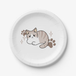 リラックス&Lazy Vibes for猫好きデザイン ペーパープレート
