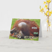 'リラックス Oranutan Retierment Photo Greeting Card カード (黄色い花)