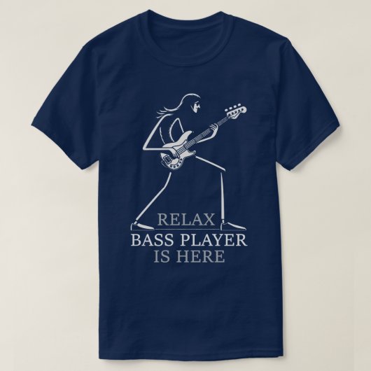 リラックスBass Playerがおもしろい動揺して Bass Pl Tシャツ (デザイン正面)