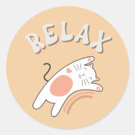 リラックスCATおもしろいクラシック ラウンドシール