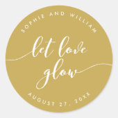 リラックスLove Glow編集可能カラー結婚の ラウンドシール (正面)