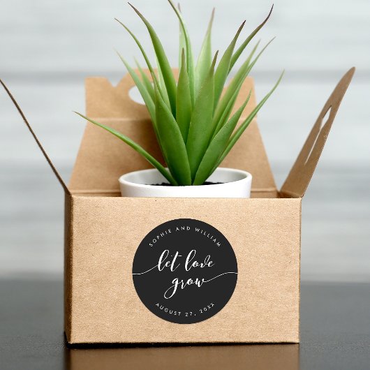 リラックスScript Let Love Grow Editable Color結婚's ラウンドシール