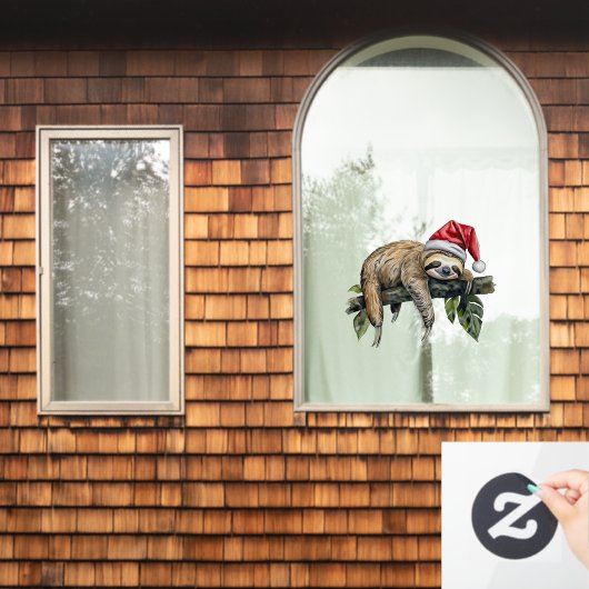 リラックスSloth with a Christmas hat 1 ウィンドウサイン (ホームウィンドウ)