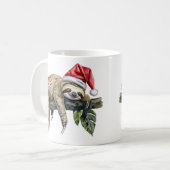 リラックスSloth with a Christmas hat 1 コーヒーマグカップ (正面左)