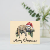 リラックスSloth with a Christmas hat 1 ポストカード (スタンド正面)