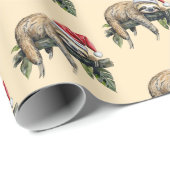 リラックスSloth with a Christmas hat 1 ラッピングペーパー (ロールコーナー)