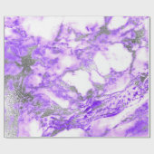 リラパープルシルバーホワイト大理石シャイニーグラム ラッピングペーパー (フラット)