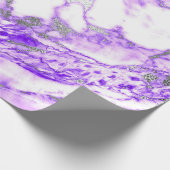 リラパープルシルバーホワイト大理石シャイニーグラム ラッピングペーパー (角)