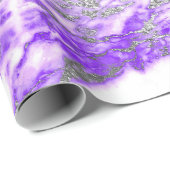 リラパープルシルバーホワイト大理石シャイニーグラム ラッピングペーパー (ロールコーナー)