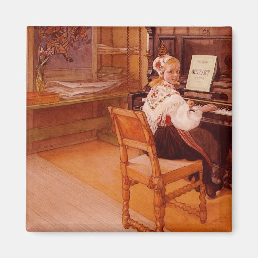 リランナがピアノでモーツァルトを練習 マグネット (正面)